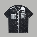 Chanel T-shirt Front and Back Graffiti Painting Print logo round Neck Short Sleeve25ss New Pure Cotton Unisex Style T T-shirt OS Loose Fit Base Shirt Half Sleeve T-Shirt Top Half Sleeve