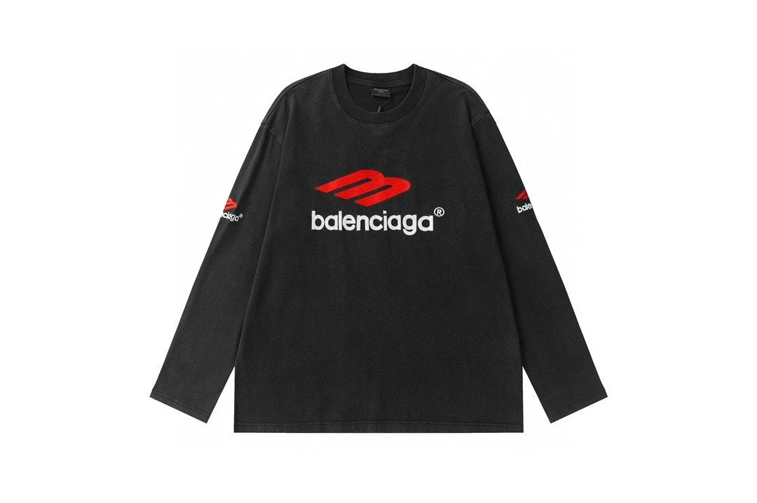 Balenciaga Hoodie M Label LOGO Embroidered Vintage Crewneck Sweatshirt Long Sleeve Base Shirt Jacket Top Fashion Unisex Sports Casual Loose Fit Versatile Autumn Winter New Arrival