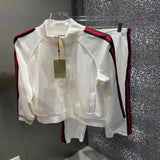 Gucci Sports suit Letter Embroidery Double-Sided Stitching Leisure Sports Suit Stand Collar Coat Straight-Leg Pants