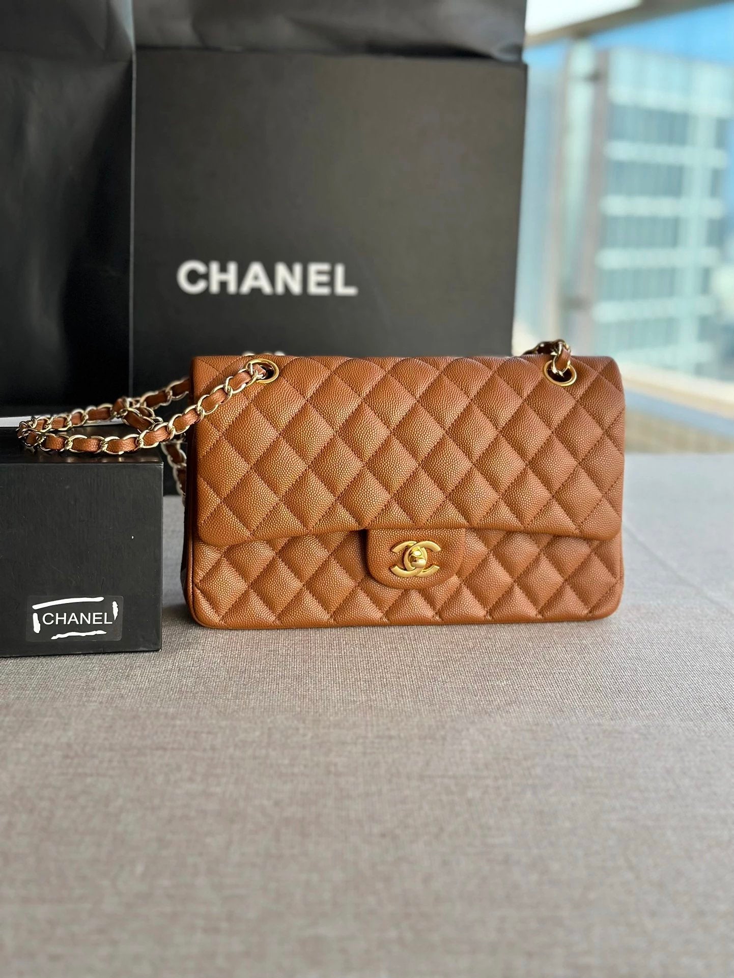 Chanel Women's Bag Top version 【Level Surrogate Shopping】New Classic CF Bag ClassicFlap2.55CF Medium25cm Original Leather Ball Pattern Caviar Diamond Chain Sheepskin Bag Shoulder Messenger Bag Women's Bag1112CF25cm Medium