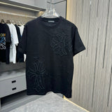 Chrome Hearts T-shirt Front and back hollow embroidery logo round Neck Short Sleeve25ss New Pure Cotton Unisex Style T T-shirt OS Loose Fit Base Shirt Top Half Sleeve T-Shirt
