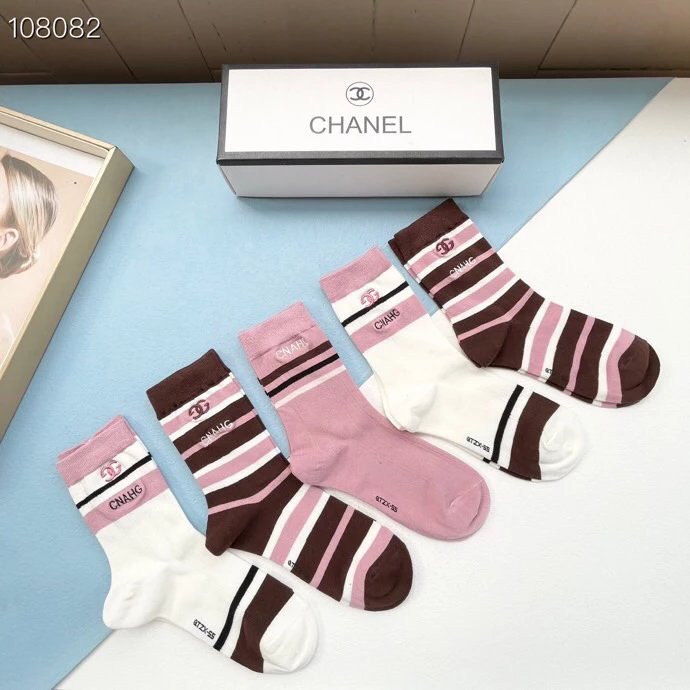 Chanel Sock Packaging【Five Pairs Per Box】Popular Thigh High Socks High Version～