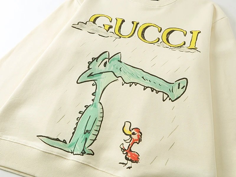 Gucci Hoodie Cartoon Print logo Round Neck Sweatshirt Long Sleeve Base Shirt Jacket Top Fashion Unisex Sports Casual Loose Fit Versatile Autumn Winter New Arrival