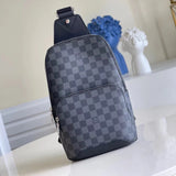 Louis Vuitton LV Men's Bag Top version Original Order N41719Men AVENUE Shoulder Bag23Crocodile Pattern Cowhide Crossbody Bag Chest Bag Crossbody Backpack Men's Bag Black Plaid Chest Bag Backpack Men Crossbody Chest Bag