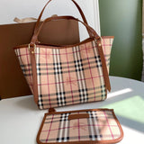 Burberry Women's Bag Top version 【Spot Goods】Zhan Ma Plaid Tote Bag Portable Shoulder Bag Women's Shopping Bag Fashion Casual Shoulder Messenger Bag Shopping Bag Mummy Bag