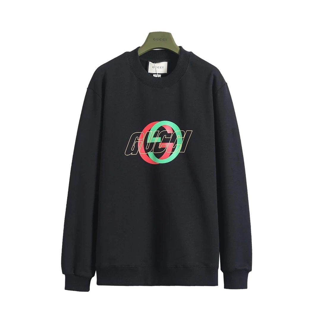 Gucci Hoodie Double G Layered Print Crewneck Sweatshirt380100% Cotton Pullover Terry Sweatshirt os Unisex Fit Top24ss Autumn and Winter New Products