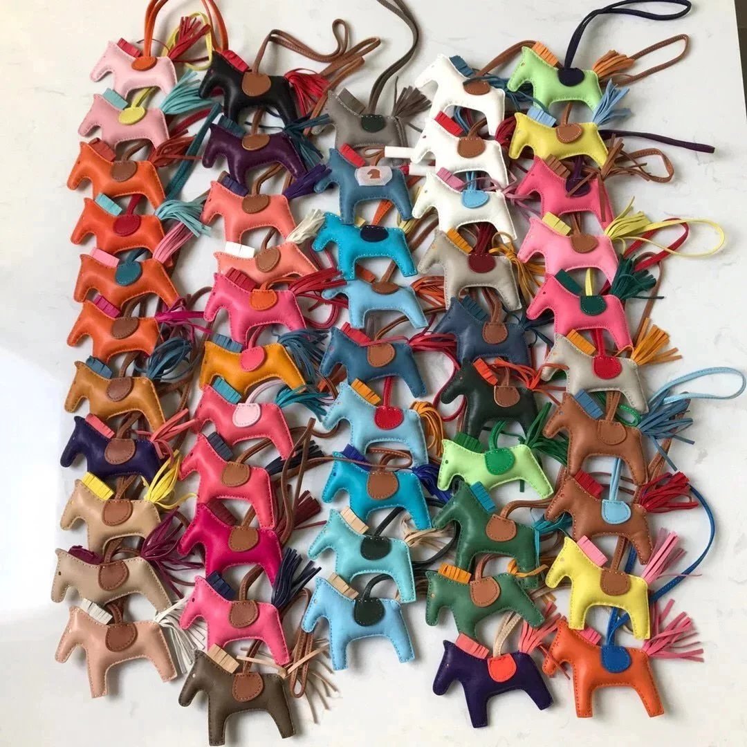 Hermes women's bag Top version Export Order Maximum Version！Rodeo Classic Hand-Stitched Sheepskin Pony Pendant PM Small Size Bag Ornaments Car Pendant