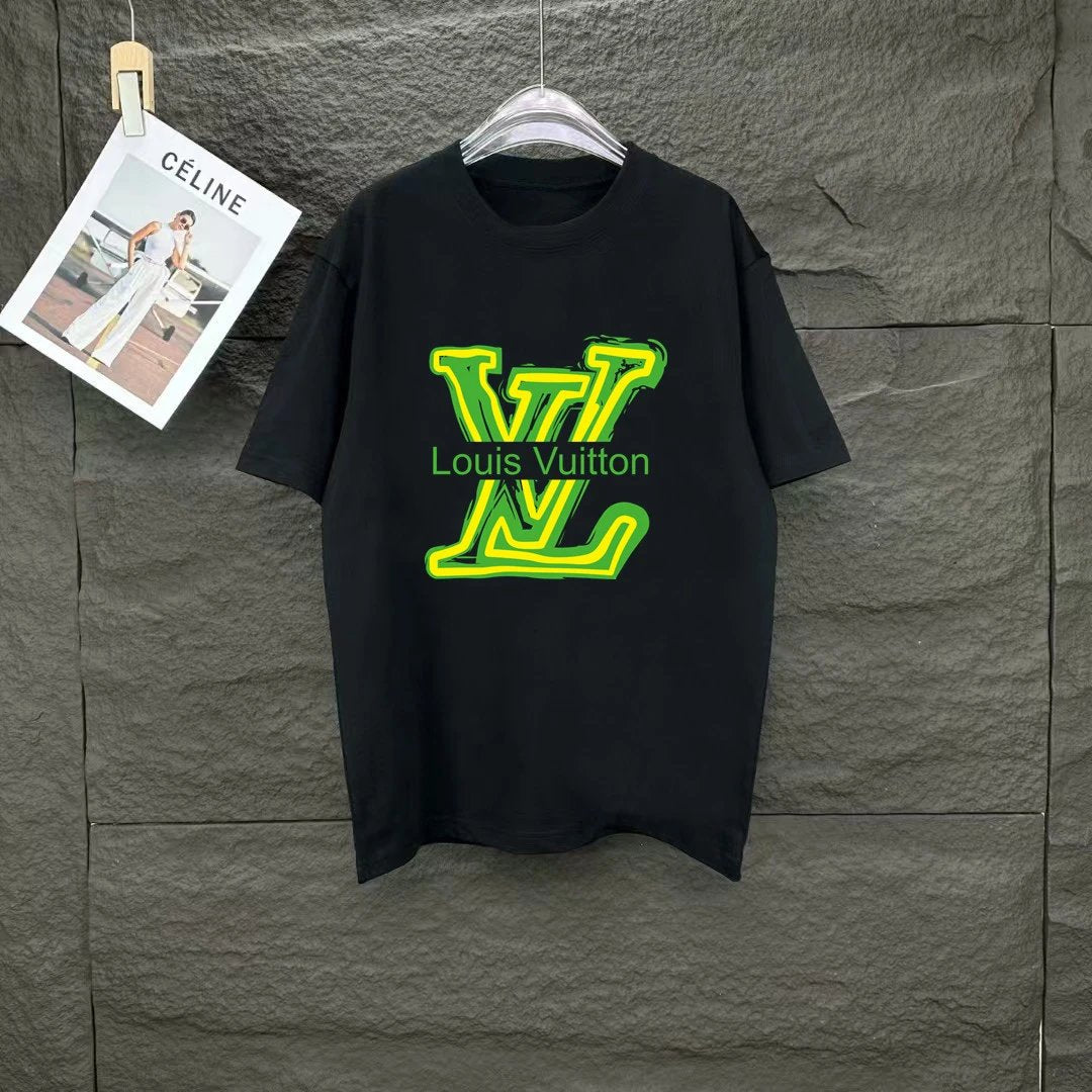 Louis Vuitton LV T-shirt Digital Direct Print on Chest logo round Neck Short Sleeve25ss New pure cotton T Unisex T-Shirt OS Loose Fit Base Shirt Top Half Sleeve T-Shirt