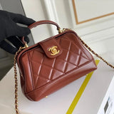 Chanel Women's Bag 【Original Leather Version】24A New Doctor Bag Original Leather New24A High-End Handmade Workshop Series Doctor Bag Women's Bag Shoulder Bag Messenger Bag Handbags Original Oil Wax Leather with Metal Chain.Classic Rhombus Design.Retro Fas