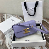 Celine women's bag Top version 【Original Leather】2021Spring and Summer New Arc De Triomphe Underarm Bag Celin*Women's Bag TRIOMPHECANVAS Underarm Bag Cow Leather Backpack Logo Printed Sheepskin Lining Underarm Bag Leather Shoulder Strap Shoulder Back19414