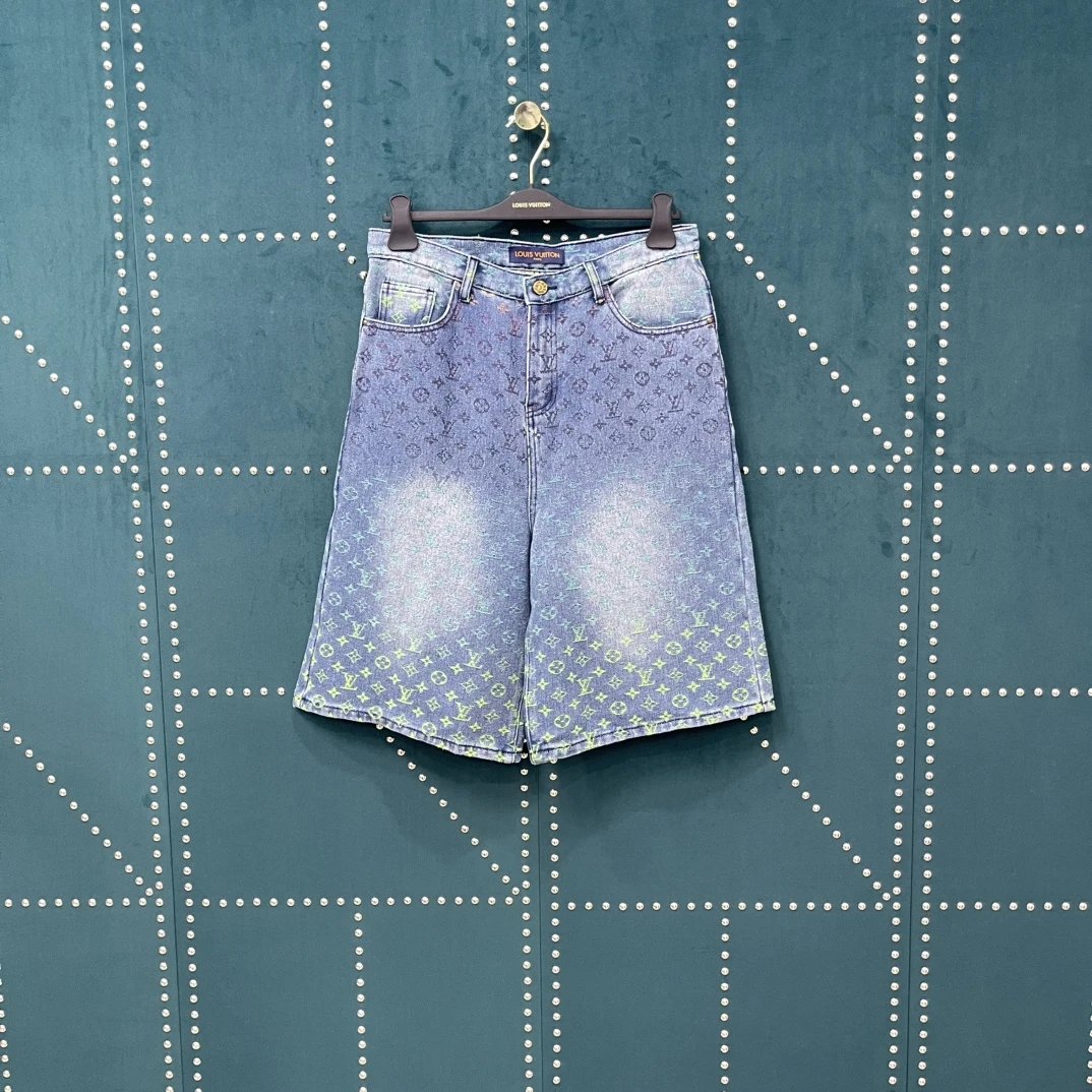 Louis Vuitton LV Shorts Gradient rainbow logo Five-point Shorts25ss New Drawstring Casual Summer Pants American Style5Two-in-One Casual Sweatpants for Men and Women D 100% Cotton Sweatpants