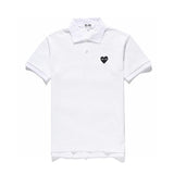 Rei Kawakubo T-shirt Top Version polo Embroidered Red Heart Lapel T T-shirt Half Sleeve Men and Women Star Loose