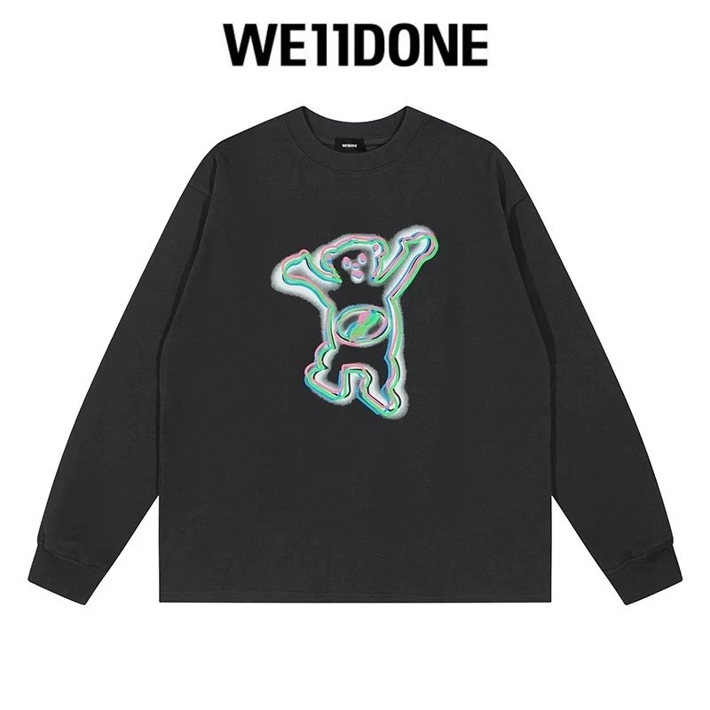 We11done Hoodie Top Version Zhao Lusi Yang Mi Long Sleeve T T-shirt Color Graffiti Letters Gradient Spring and Autumn