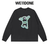 We11done Hoodie Top Version Zhao Lusi Yang Mi Long Sleeve T T-shirt Color Graffiti Letters Gradient Spring and Autumn