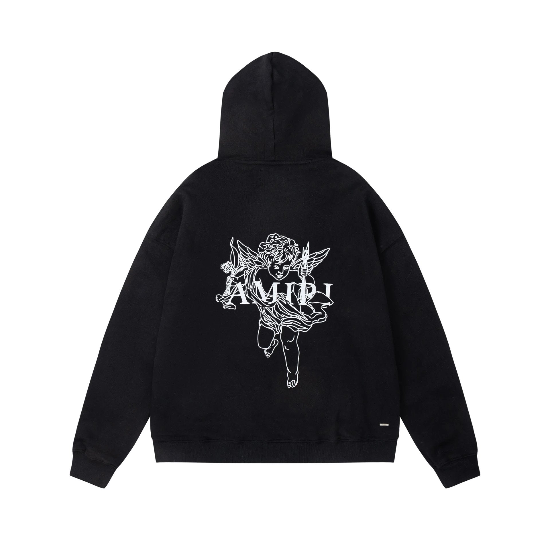 Amiri Hoodie Later Version Maychao RI Angel Cupid Steel Fork Puff Print Men's Women's Hoodie Terry Sweater