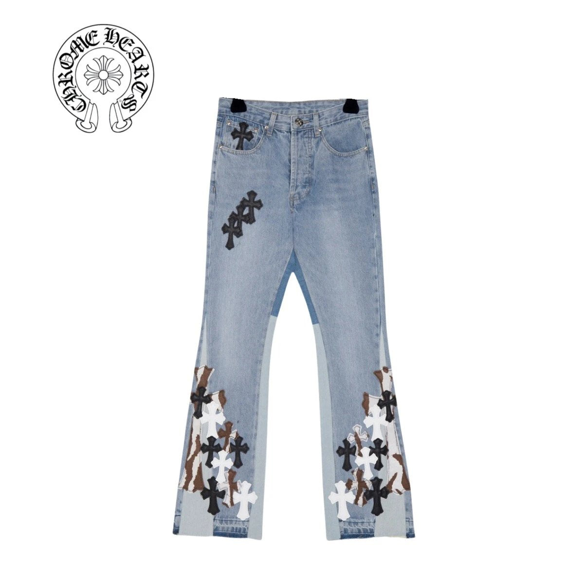 Chrome Hearts Jeans Cross Stitch logo25ss Spring Summer New Straight Leg Jeans Unisex Slim Fit Long Pants Loose