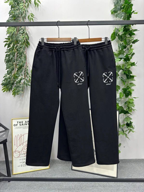 OFF-White Sweatpants Top Version Counter Same Style Pure Cotton Spring and Autumn Pants Men's Casual Sweatpants Loose Track Pants Fashionable Trousers