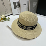 Dior Hat Letter Logo logo Fisherman Hat Straw Hat Casual Sun Protection Outdoor Versatile UV Protection Plain Face Covering Sun Hat Flat Top Bucket Hat