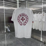 Chrome Hearts T-shirt Back with Sanskrit Script Print logo round Neck Short Sleeve25ss New Pure Cotton Unisex Style T T-shirt OS Loose Fit Base Shirt Top Half Sleeve T-Shirt