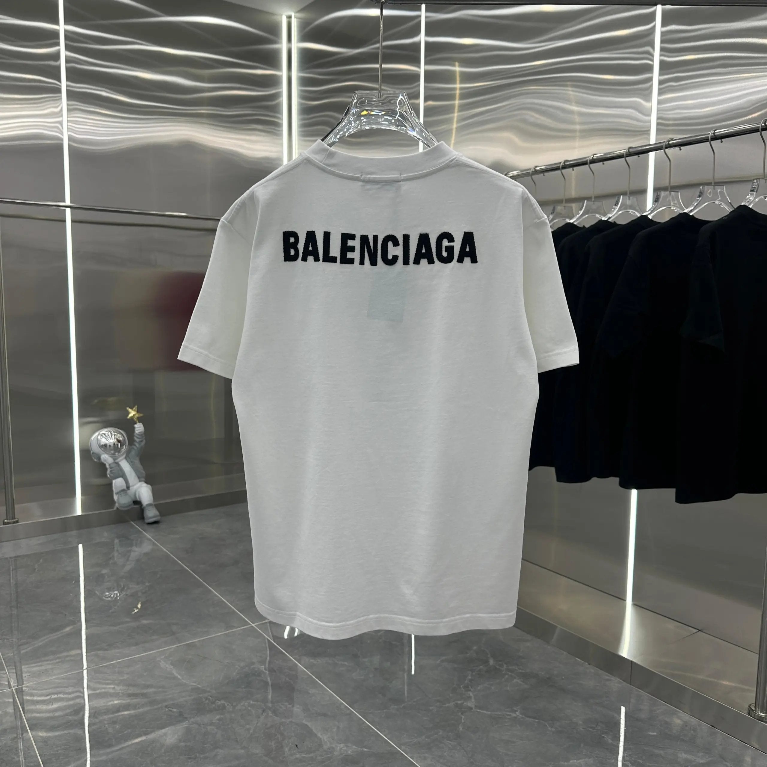 Balenciaga T-shirt Classic Front and Back Embroidery logo round Neck Short Sleeve25ss New Pure Cotton Unisex Style T Casual T-Shirt Base Layer Shirt OS Drop Shoulder Loose Fit Half Sleeve Top Plus Size
