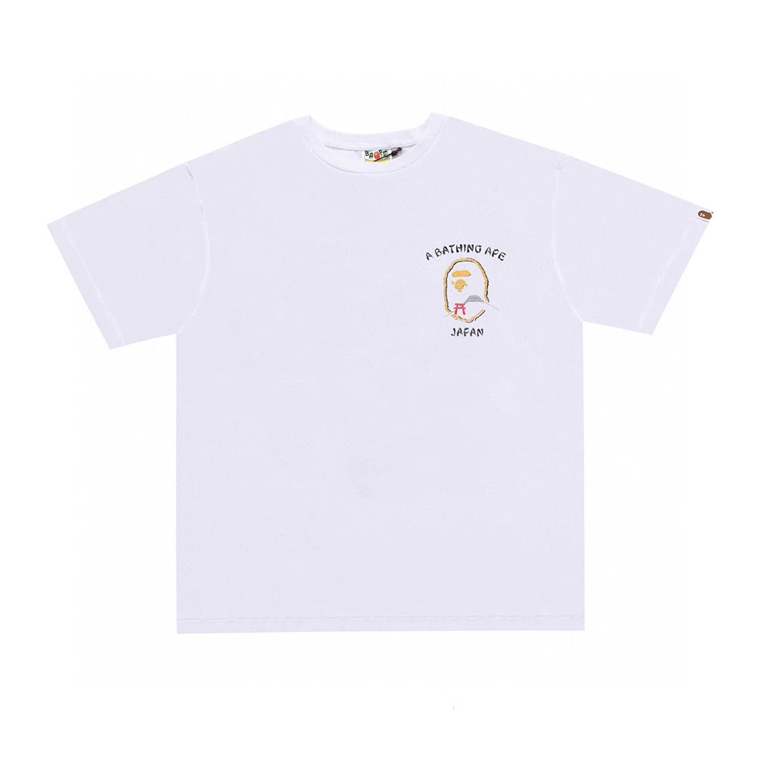 Bape T-shirt Top Version Fashion Brand Small Icon Embroidered Men's and Women's Short Sleeve T T-shirt Couple Cotton Printed round Neck Half Sleeve