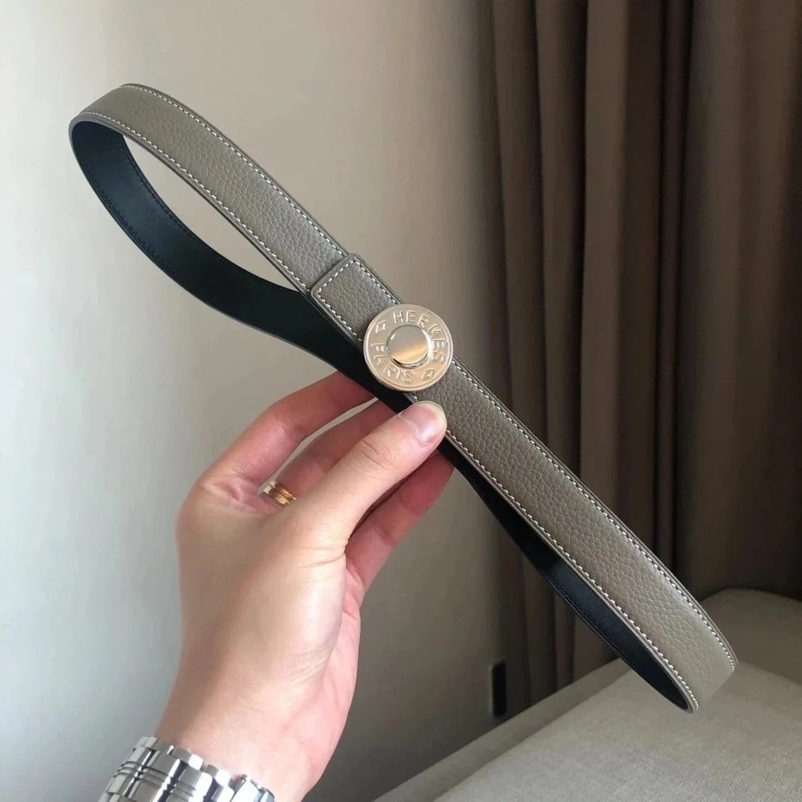 Hermes Belt Top version Women's Thin Belt Double-Sided Imported First Layer Calfskin Double-Sided Letters h Buckle Belt Skirt Shaped Accessory Women's hermes Belt2.5Centimeter Wide