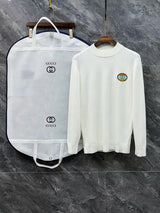 Gucci Sweater Logo LOGO Three-Dimensional Mock Neck Sweater Long Sleeve Idle Style OS Loose Fit Unisex Knit Top Jacket Versatile Casual Wearable Inside and Outside