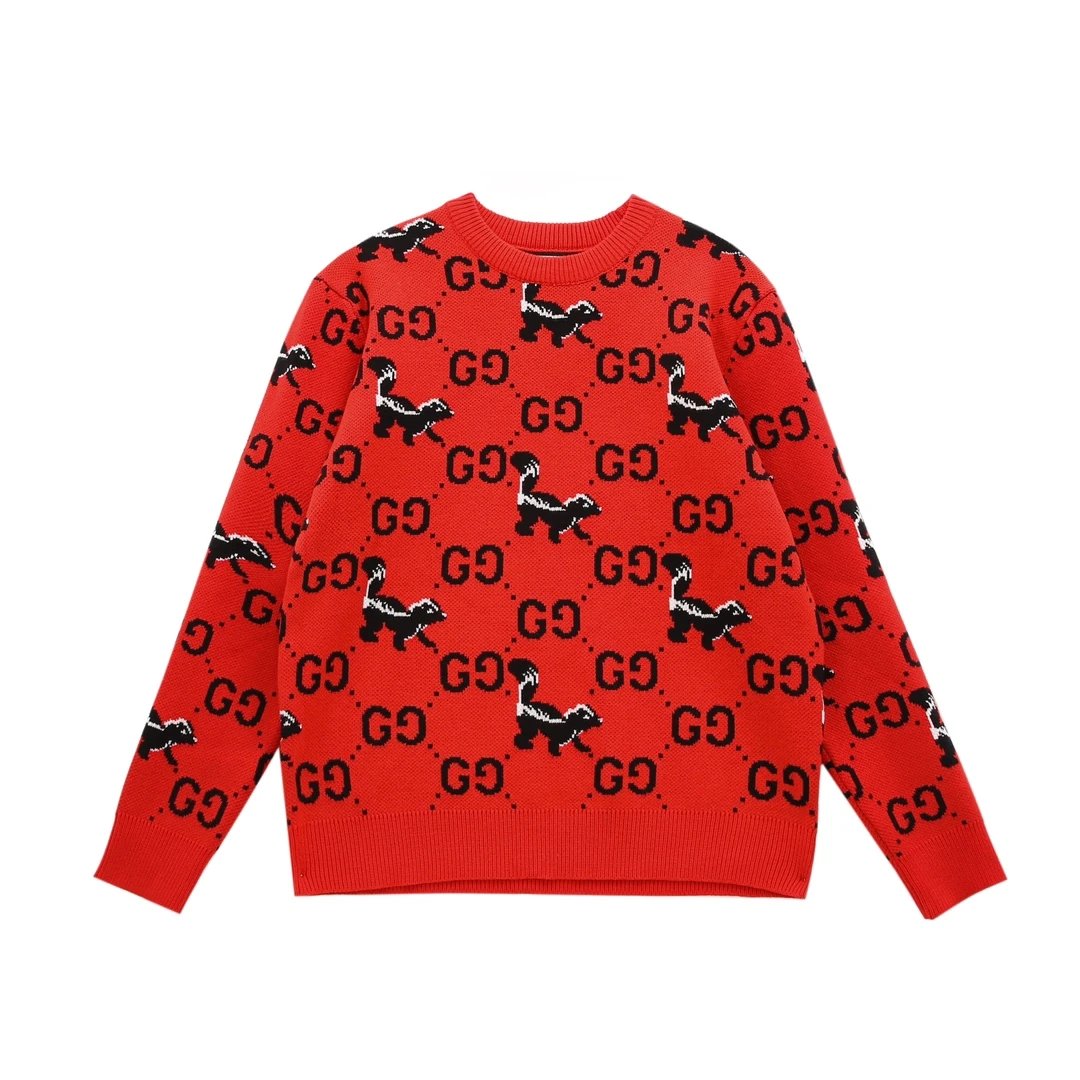 Gucci Sweater Water Tower Double G Knitted Crew Neck Sweater Long Sleeve Thickened Lazy Style Unisex Loose Knit Top Coat Versatile Casual Wear