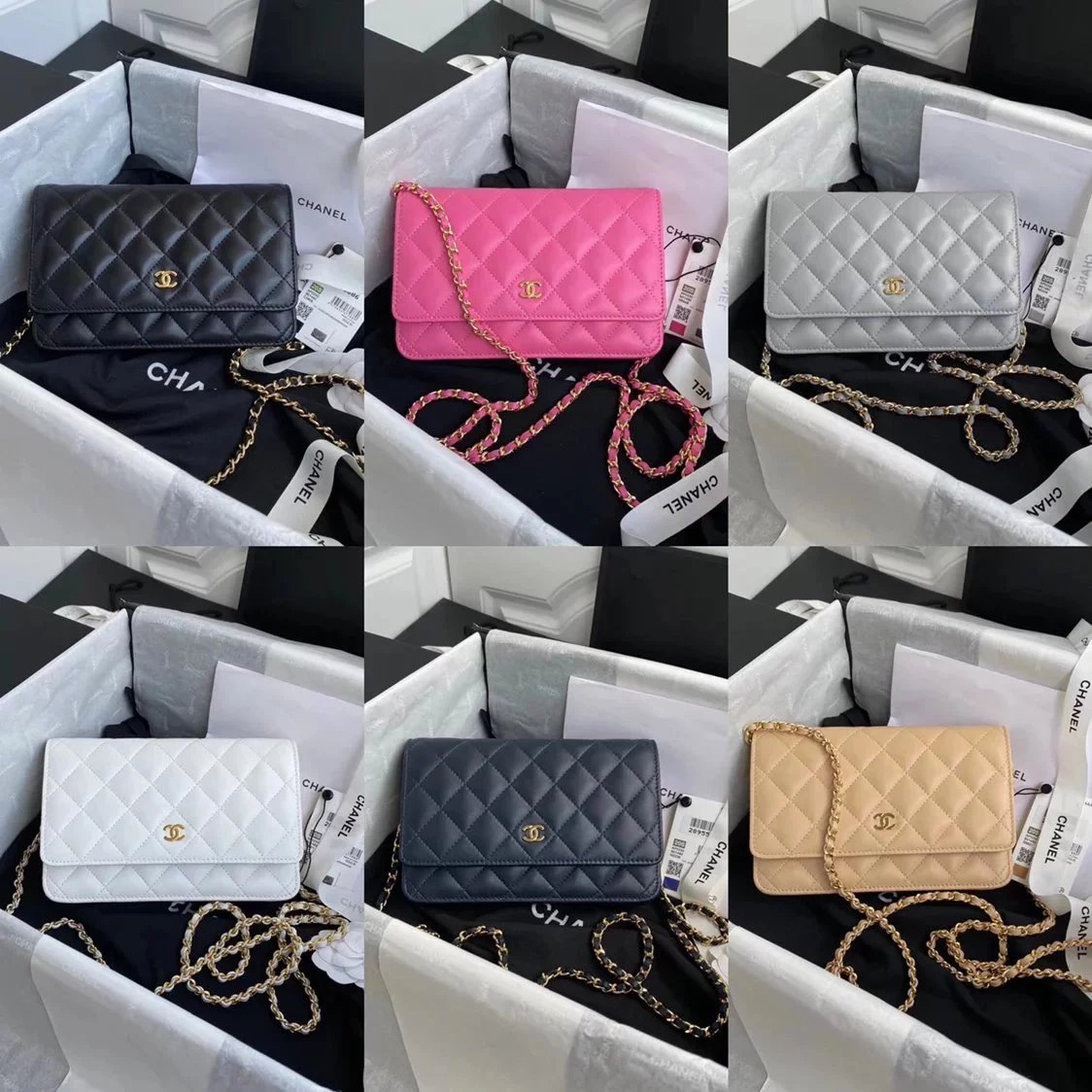 Chanel Women's Bag Top version 【**Original Leather】woc Latest Version Suction Clasp WOC Original Caviar Cowhide Sheepskin Chain Bag Flap Bag Flap Bag Diamond Pattern Bag Fortune Bag WOC Fighter in