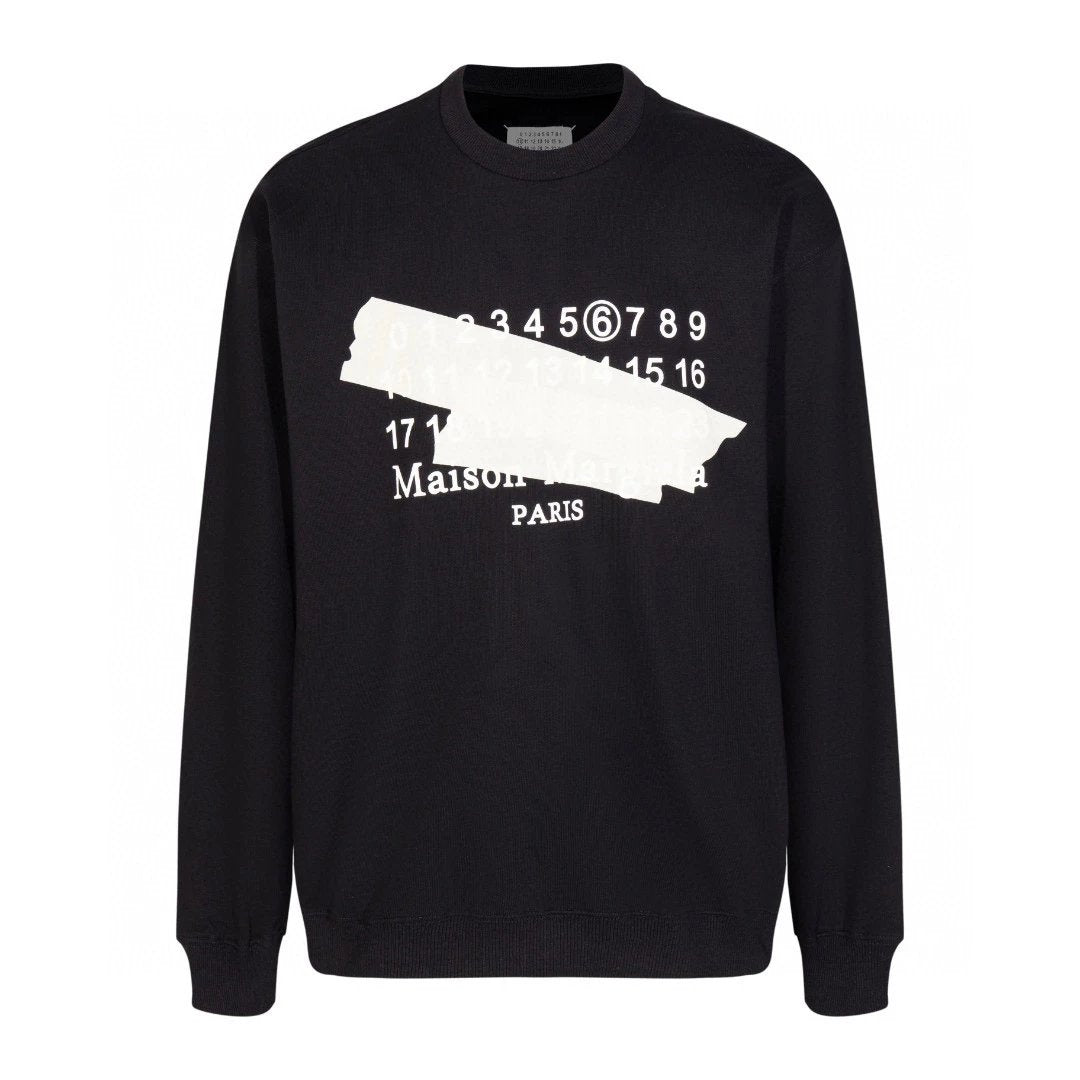 Maison Margiela Hoodie Top Version Printed Men's and Women's Same round-Neck Pullover Long Sleeve