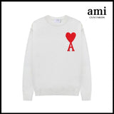 Ami Sweater Knitwear Classic round Neck Big Heart Jacquard Pullover Sweater Loose and Idle Sense Casual Couple Outfit-CY