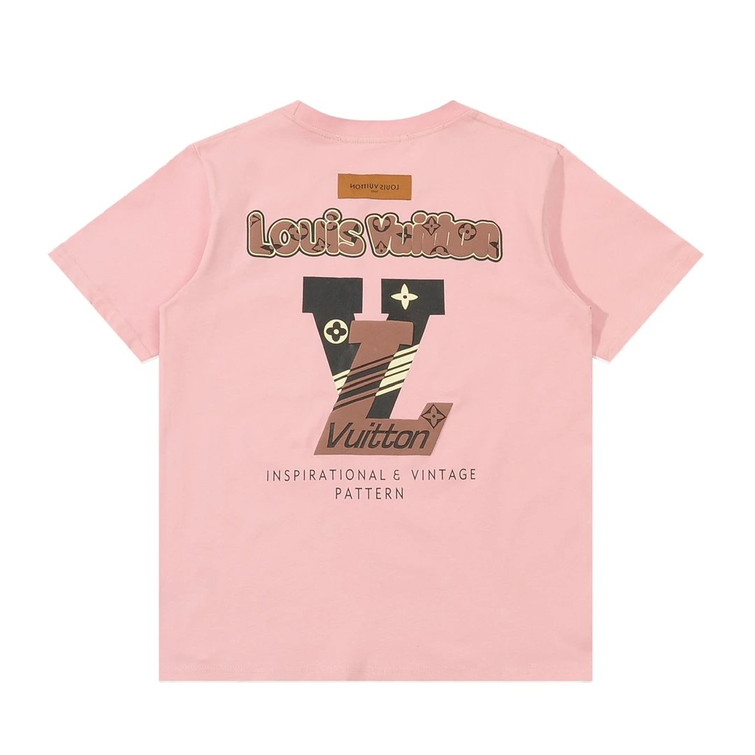 Louis Vuitton LV T-shirt Back Flocking Foam Letter Print logo round Neck Short Sleeve25ss New Pure Cotton Unisex Style T T-shirt OS Loose Fit Base Shirt Top Half Sleeve T-Shirt