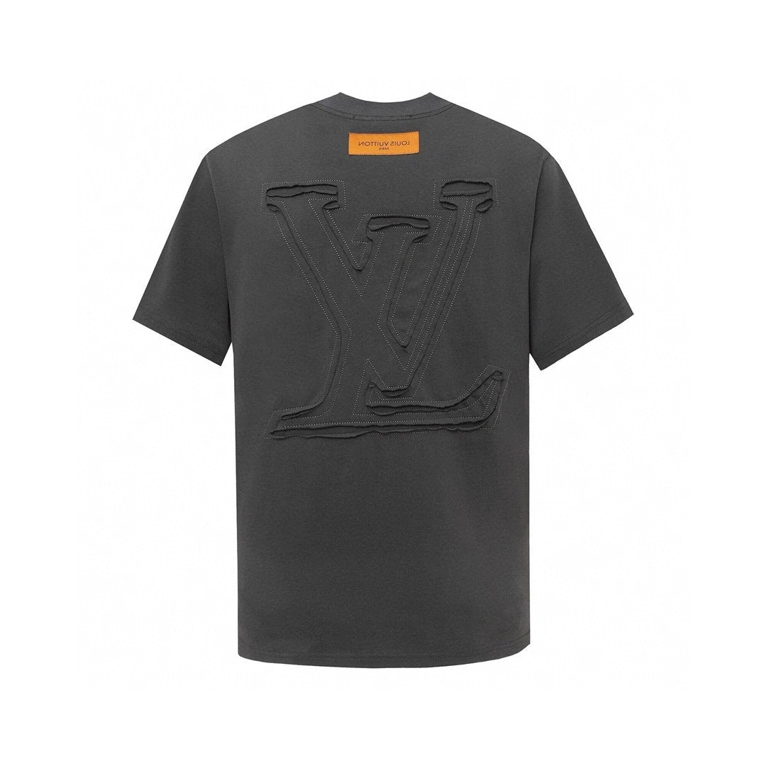 Louis Vuitton LV T-shirt Back Embroidered Cutout Round Neck Short Sleeve25ss New Pure Cotton Unisex Style T T-shirt OS Loose Fit Base Shirt Short Sleeve T-Shirt Top