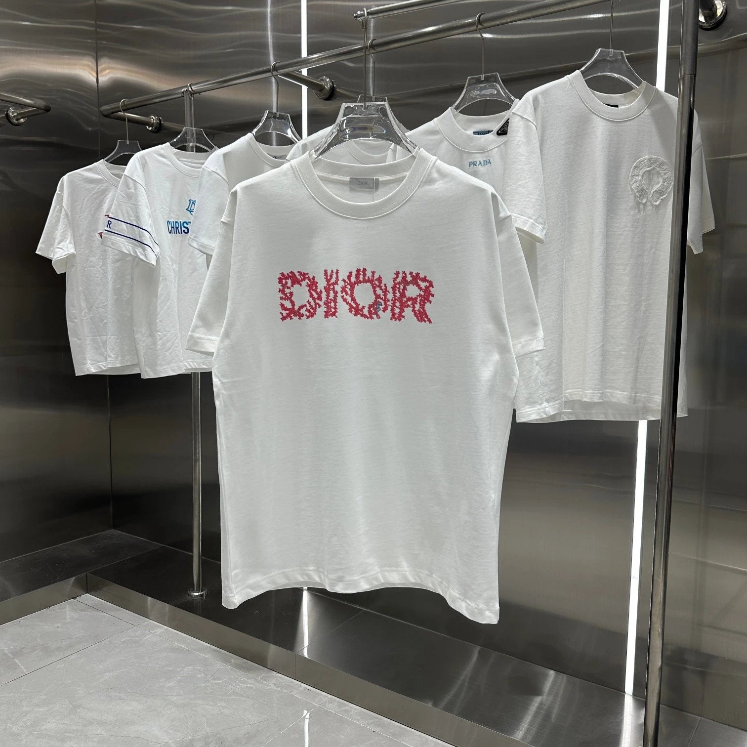 Dior T-shirt Unique Chest Print logo round Neck Short Sleeve25ss New Pure Cotton Unisex Style T T-shirt OS Loose Fit Base Shirt Short Sleeve T-Shirt Top