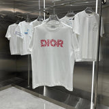 Dior T-shirt Unique Chest Print logo round Neck Short Sleeve25ss New Pure Cotton Unisex Style T T-shirt OS Loose Fit Base Shirt Short Sleeve T-Shirt Top