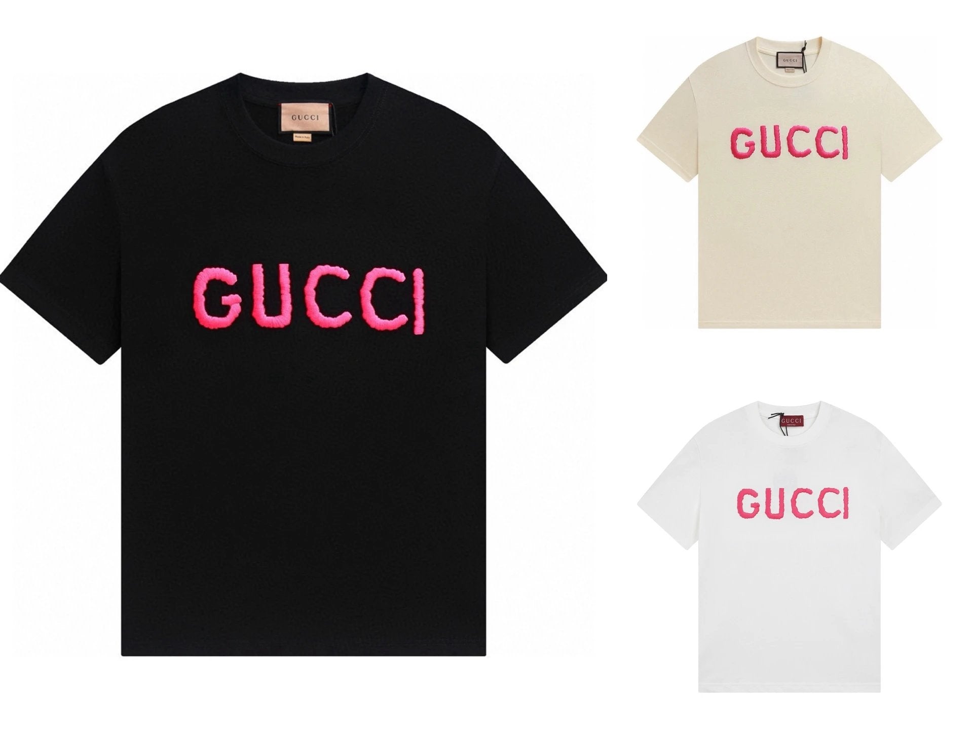 Gucci T-shirt Red brand on the chest logo round Neck Short Sleeve25ss New pure cotton T Unisex T-Shirt OS Drop Shoulder Loose Fit Base Shirt Top T-Shirt Short Sleeve