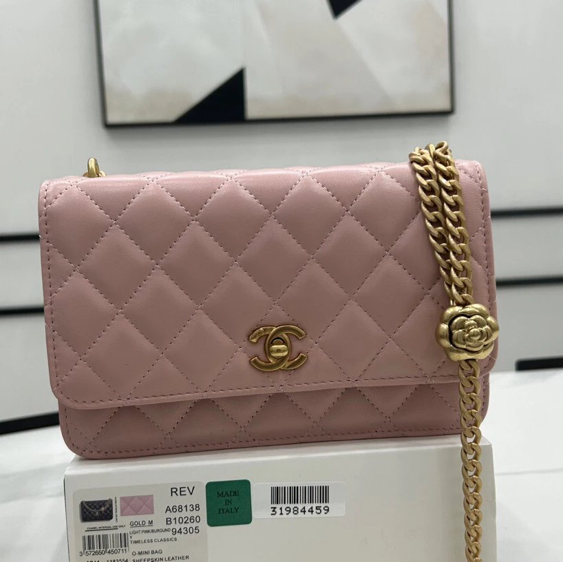 Chanel Women's Bag Top version 【**Original Leather】23S Spring and Summer New Camellia Adjustable Buckle WOC Fortune Bag New Camellia woc Chain Bag Clutch Envelope Package Flap Bag Women's Bag Camellia Bag Small Bag