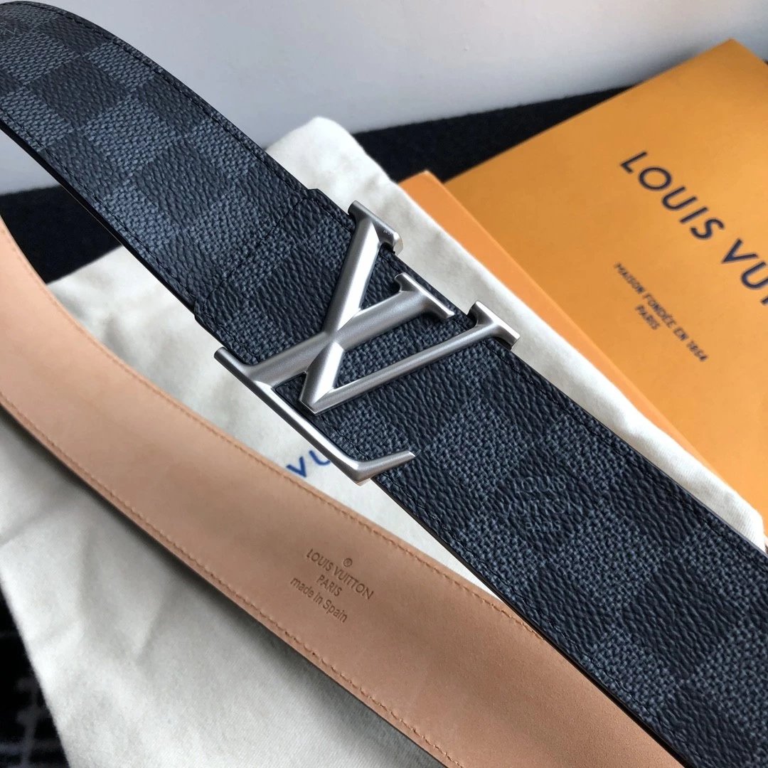 Louis Vuitton LV Belt Top version 【Counter Quality】The Most New Belt4.0cm Men's Belt Pin Buckle Men's Leather Belt with Classic Presbyopic Checkered Belt with Genuine Goods Packaging No Problem in and out of the Counter Versatile Casual Fashion Formal Wea