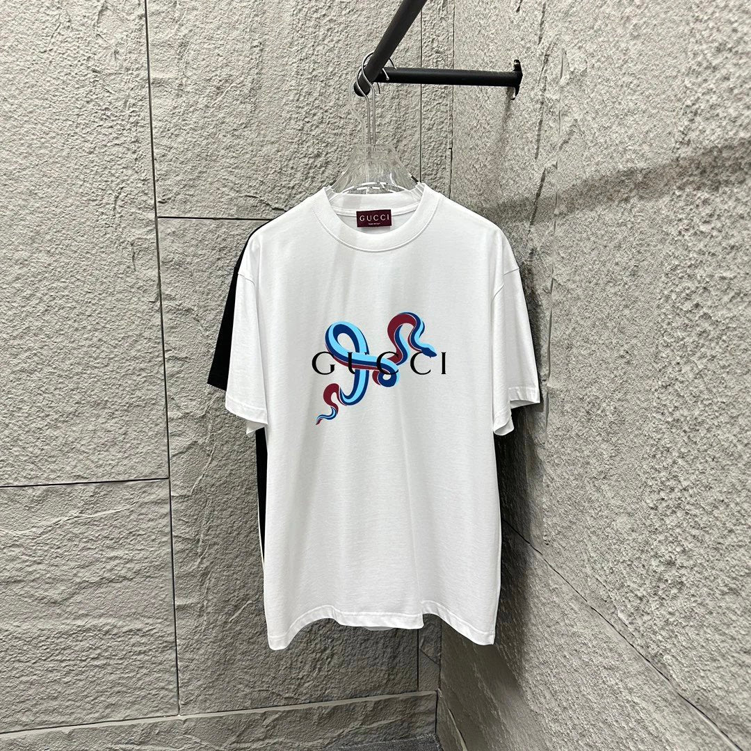 Gucci T-shirt Year of the Snake Limited Edition Double G Printing logo round Neck Short Sleeve25ss New Pure Cotton Unisex Style T T-shirt OS Loose Fit Base Shirt Top Half Sleeve T-Shirt