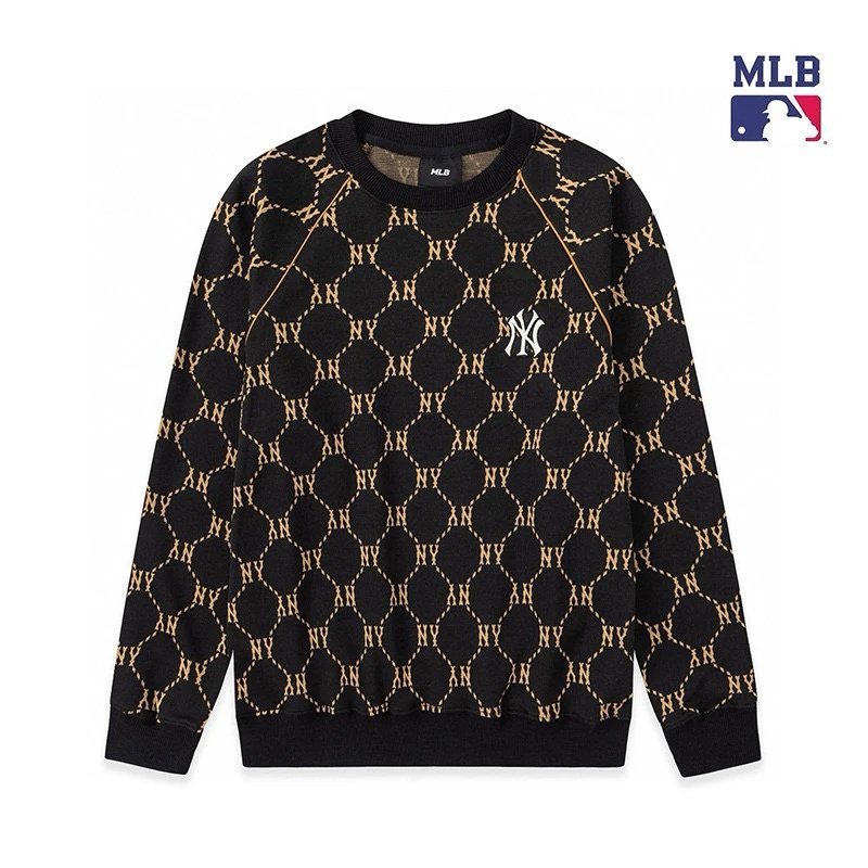 MLB Hoodie Top Version Counter Same Style Pure Cotton Crew Neck Pullover Sweatshirt Top Men and Women Same Style Casual