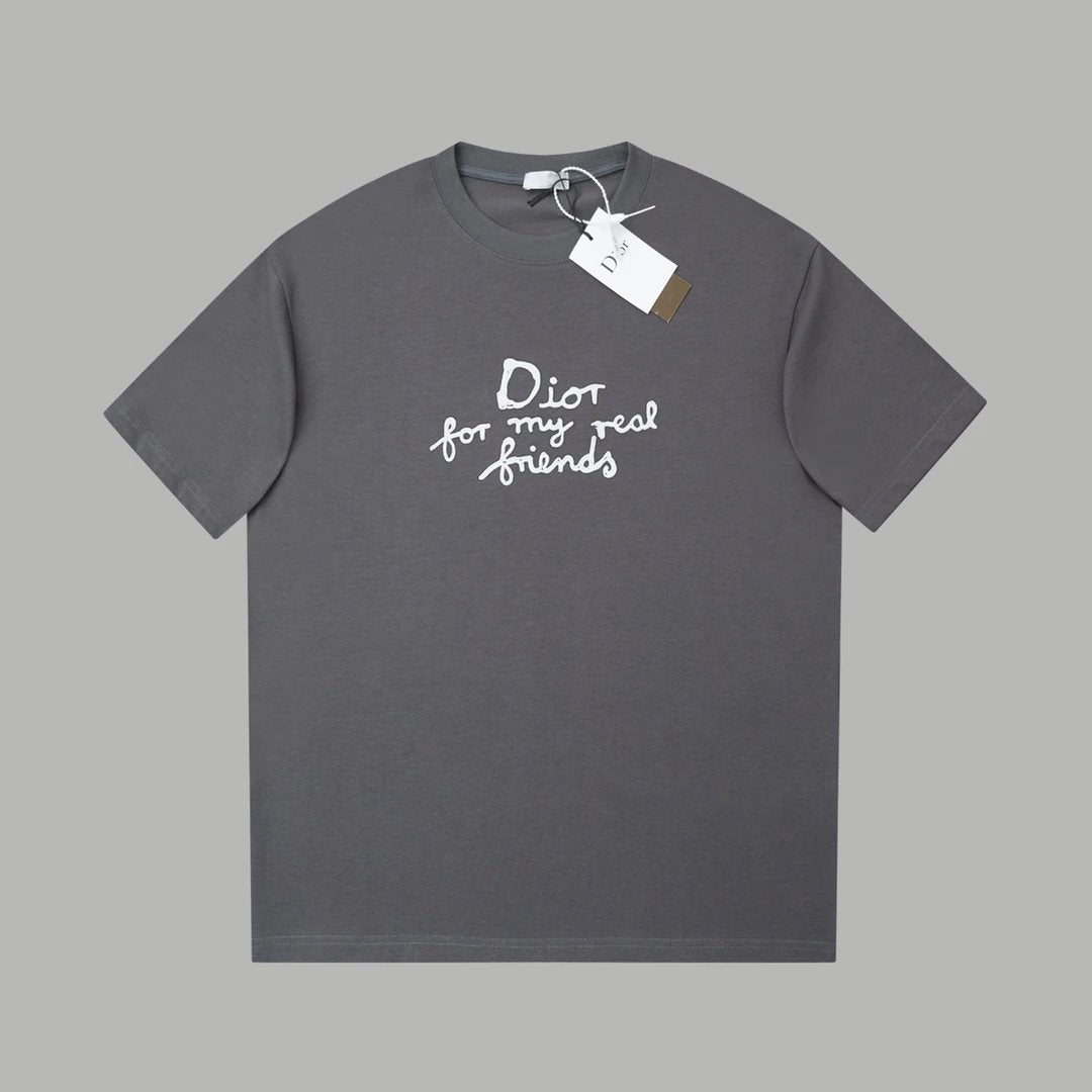 Dior T-shirt Chest Letter Embroidery logo round Neck Short Sleeve25ss New Pure Cotton Unisex Style T Casual T-Shirt Base Layer Shirt OS Loose Fit Half Sleeve Top Plus Size