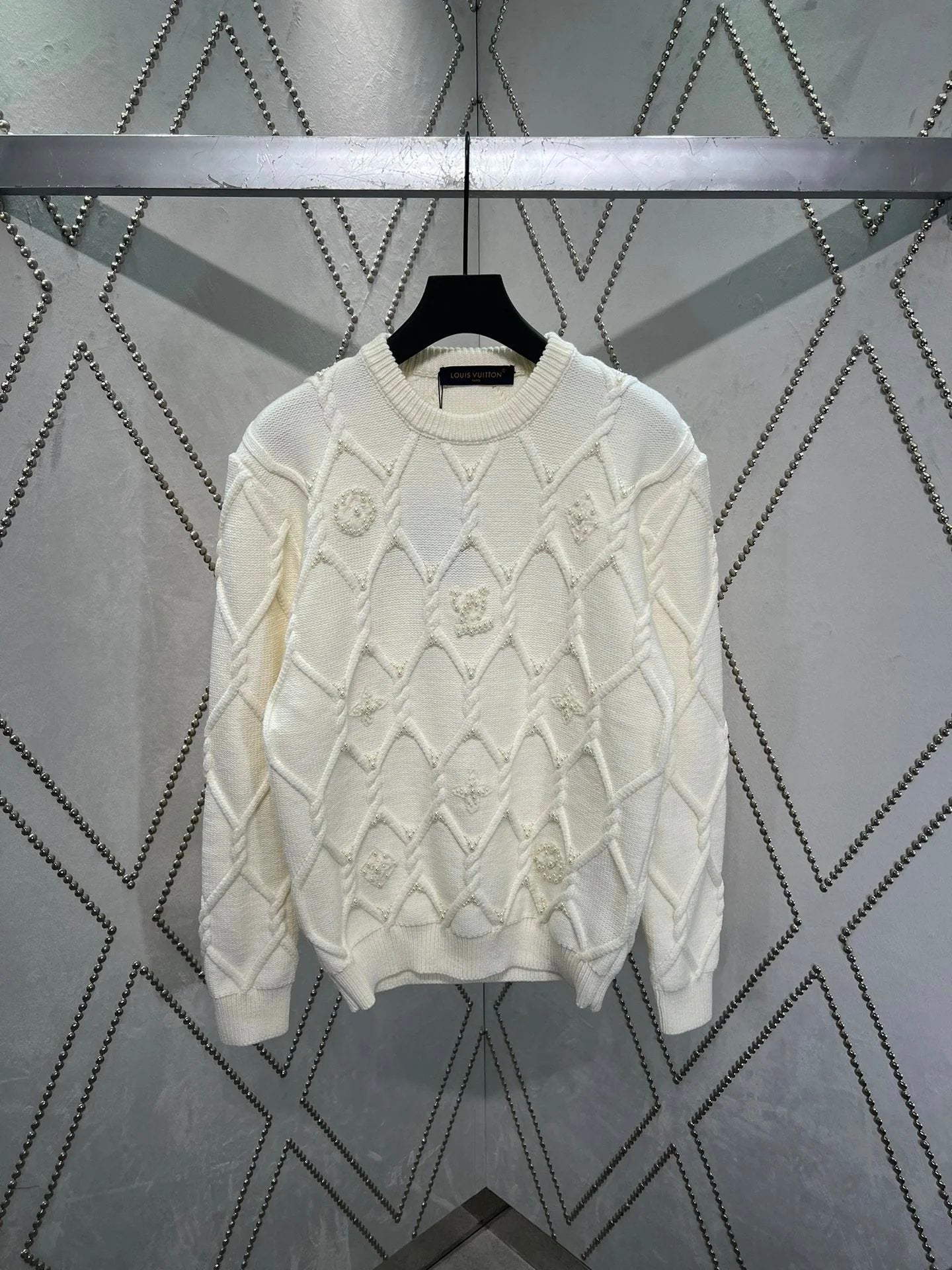 Louis Vuitton LV Sweater Cable Knit Three-Dimensional Chain Loop Crew Neck Sweater Monogram Element Unisex Autumn Winter New Arrival