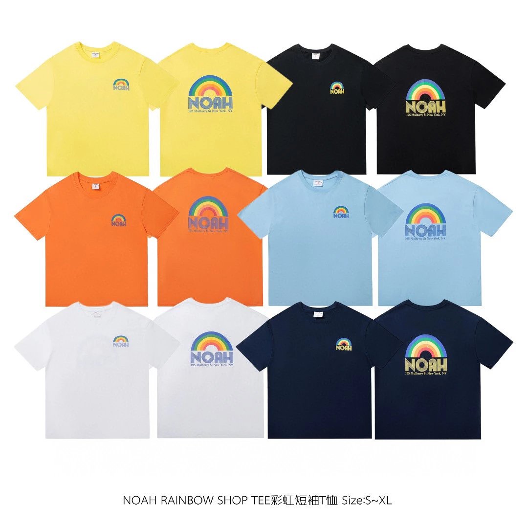 NOAH T-shirt Top Version19ss Rainbow Store Limited Short Sleeve Men and Women T T-shirt round Neck Couple Fashion