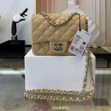 Chanel Women's Bag Top version Original Leather Surrogate Shopping Version New Bag Ch@ne1CF Fat Fang1115mini17cm Caviar Ball Grain Cowhide CF Sheepskin Mini Small Sized Flap Bag Shoulder Crossbody Chain Bag Lambskin Original Leather