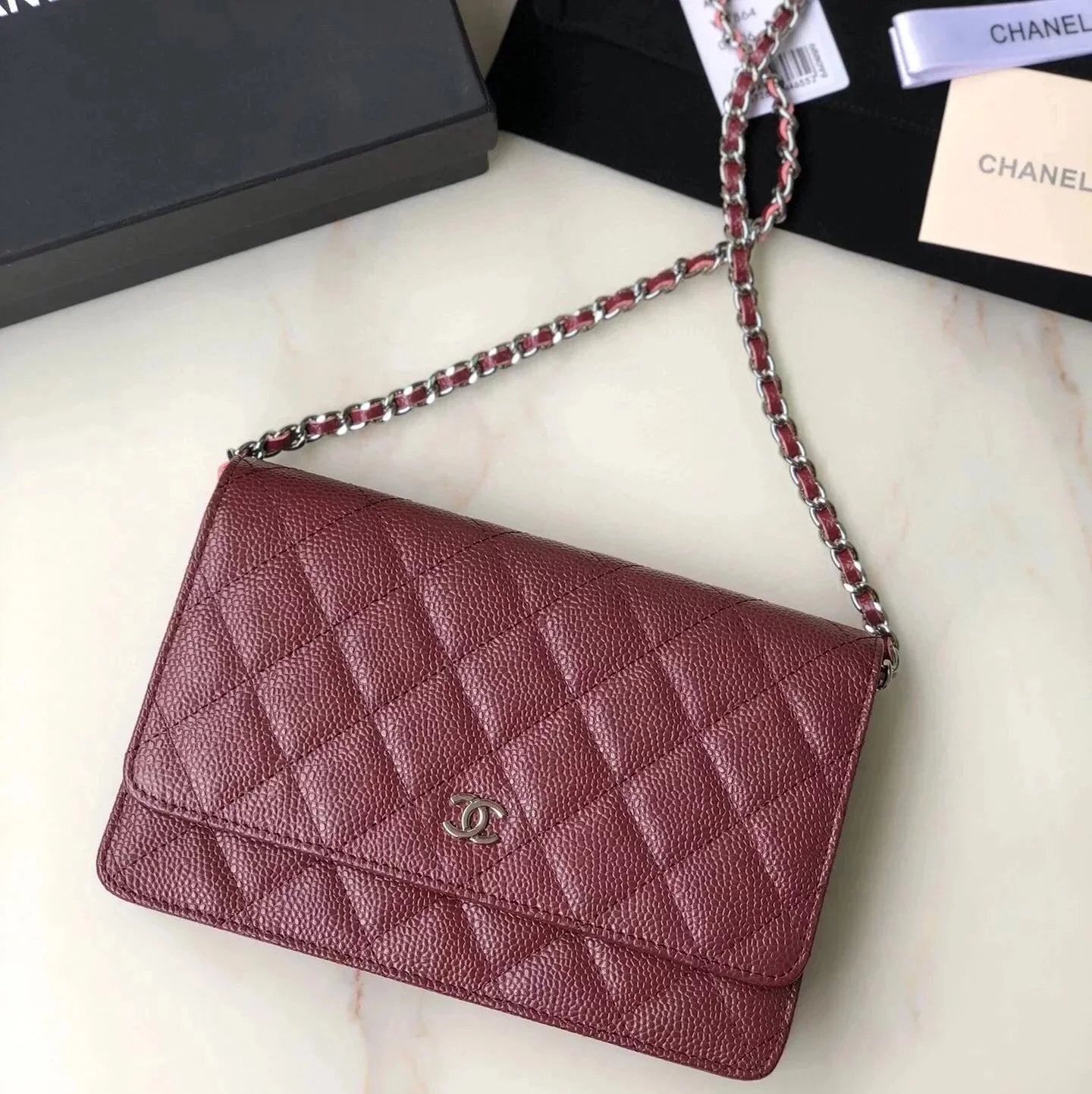 Chanel Women's Bag Top version 【**Original Leather】woc Latest Version Suction Clasp WOC Original Caviar Cowhide Sheepskin Chain Bag Flap Bag Flap Bag Diamond Pattern Bag Fortune Bag WOC Fighter in