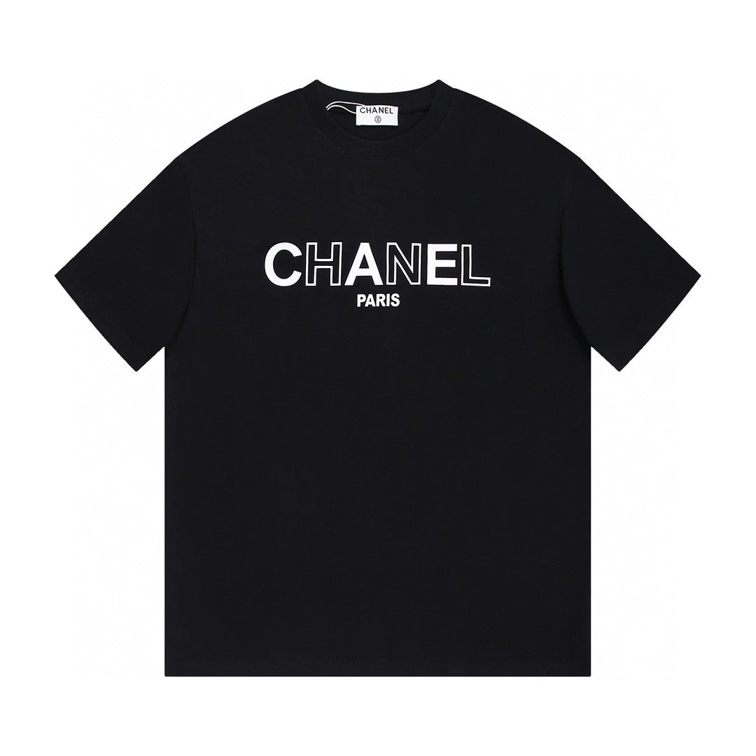 Chanel T-shirt FW Series LOGO Letter Printing T T-shirt Overall240g Double Yarn Fabric，Three-Dimensional logo Letter Print Pattern