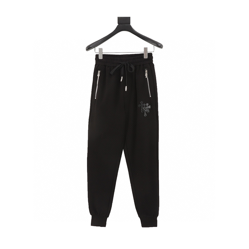 Chrome Hearts Sweatpants Press Leather shi Word Rack Leg Shaping Trousers for Men and Women