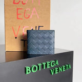 Bottega Veneta Men's Bag Top version 【Premium Original Leather】Calf Skin Small Wallet Men's Hand-Woven Wallet Two-Layer Wallet Men's Weaving Wallet New Calfskin Short Wallet Men's and Women's Wallet