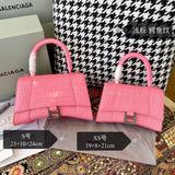 Balenciaga Bag Top version 【Level Surrogate Shopping】Hourglass Bag ahourglass Hourglass Bag Crocodile Leather Litchi Grain Cowhide XS No. S Women's Crossbody Bag