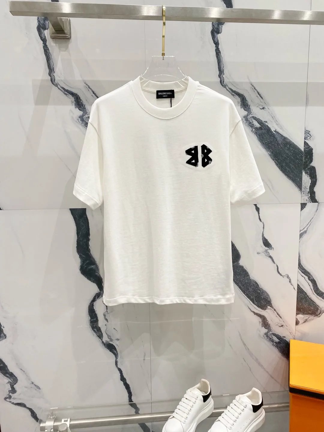 Balenciaga T-shirt Patchwork Color Block Embroidery BB Letters LOGO Logo Crew Neck Short Sleeve25ss New pure cotton T Unisex T-Shirt OS Loose Fit Base Shirt Top T-Shirt Short Sleeve